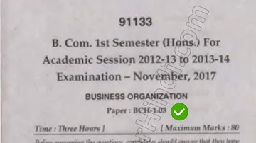 Bcom Hons 1st Sem Business Organisation Question Paper Mdu #MduQuestionPaper
