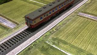 【HOゲージ鉄道模型】田園を走るディーゼル列車（DE10+12系客車／キハ52）