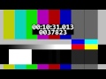 Scrolling color bars with timeframe counters and a test tone revision