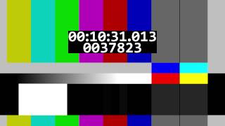 Scrolling color bars with time/frame counters and a test tone (revision)