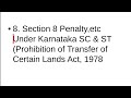 8 section 8 penalty under karnataka sc  st prohibition of transfer of certain lands act 1978