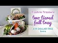 DIY Recycle Trash To Treasure Challenge - Fall Two Tiered Tray - Dollar Tree Items