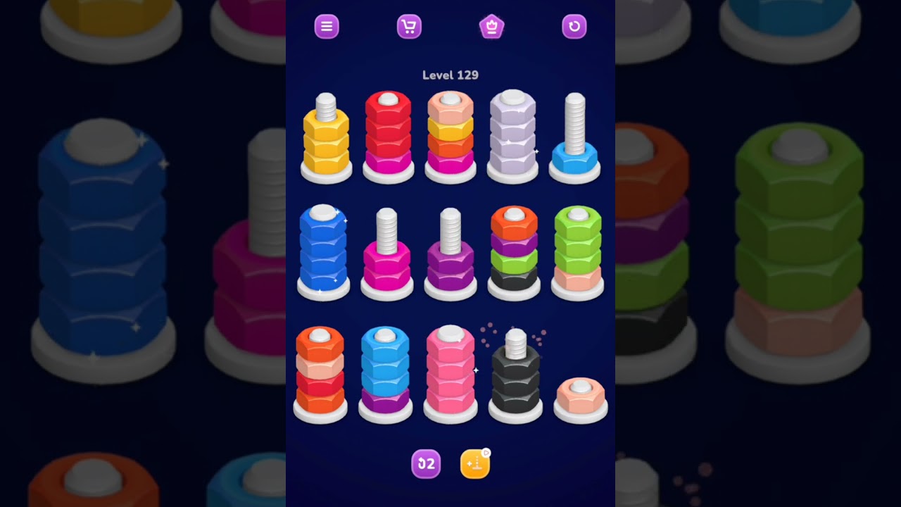 💥🤔LEVEL 129👌🧠NUT SORT💥💯🎮