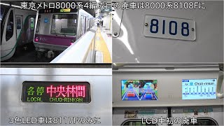 【久しぶりの東京メトロ8000系の廃車】東京メトロ8000系8108Fが廃車に ~検査が先の8117Fより先に廃車する事態に~