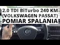 Volkswagen Passat B8 2.0 TDI BiTurbo 240 KM (AT) - pomiar spalania