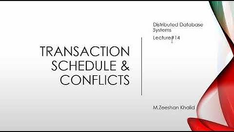 Transaction Schedule & Conflicts in DDBS| DDBS | Lecture#14 | M.Zeeshan Khalid | Urdu