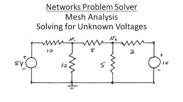 Networks Problem Solver: Mesh Analysis - Solving for Unknown Voltages