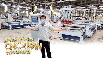 MÁY CNC 4 Đầu Hút Chân Không 2 Bàn Làm Việc | Máy CNC Nesting 4 Đầu | QUỐC DUY
