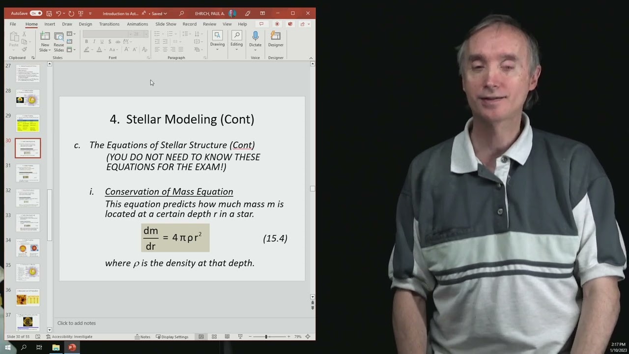 Ast 15 12 The Equations of Stellar Structure