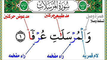التجويد معك فى كل مكان تجويد سورة (المرسلات) أحدث الطرق الميسره من جزء تبارك للمبتدئين (١) همس التاء