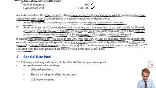 Capital Allowances Special Rate Pool - ACCA Taxation (TX-UK)