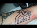 Old school tattoo LEMON - Time lapse ( how to line RS needle ) Close up