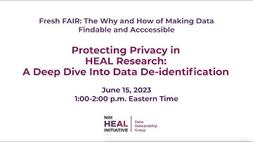 Protecting Privacy in HEAL Research: A Deep Dive Into Data De-identification