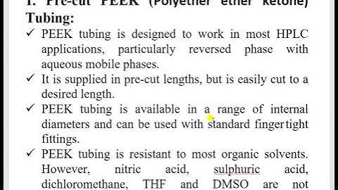 Lecture 8: HPLC Column Chemistry and HPLC Tubing