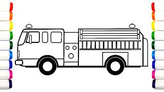 Drawing a Fire engine CAR Coloring pages  | Step-by-step drawing and coloring pages News
