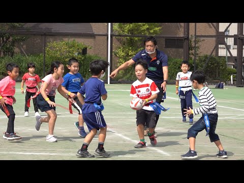 ラグビー体験　日本橋五の部ミニ運動会を兼ねて
