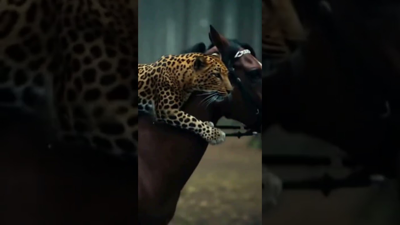 Leopard Ambush on Running Horse 🐆🐎 Wild Chase in the Jungle! 