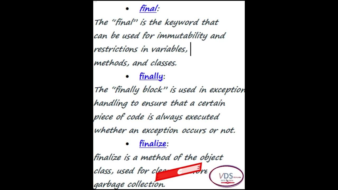 Final vs Finally vs Finalize in Java #java #javaprogramming - YouTube