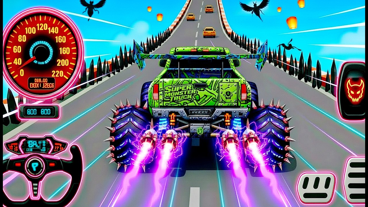 Mega Ramp Monster Car Racing 3D - Extreme Car Stunts -Android Gamepla #MegaRamp #3DGames #CarRacing