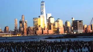 NYC New York City skyline at sunset from Hoboken NJ