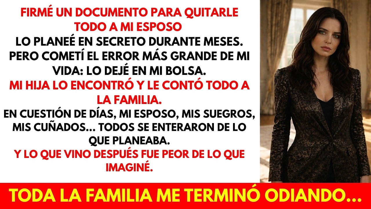 Firmé el documento para quitarle todo a mi esposo. No lo leí completo, Porque no quise.