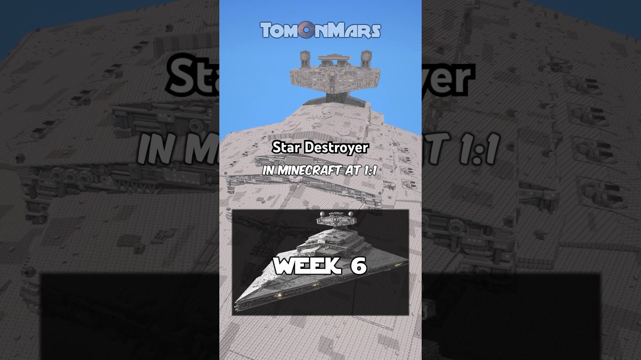 Completing Exterior of my 1:1 Star Destroyer Minecraft mega-project! WEEK 6 