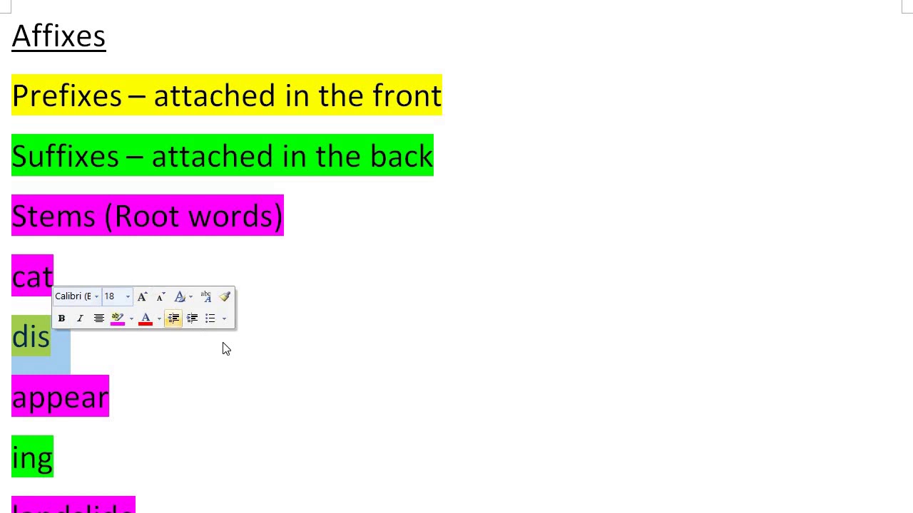 EHL 12 Affixes (Suffixes, Prefixes and Stems)