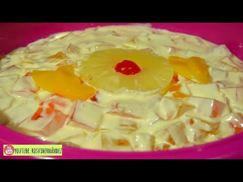 ENSALADA CREMOSA SUPER FACIL PIÑA/DURAZNO PARA NAVIDAD O FIESTAS| ROSVI  HERNANDEZ - YouTube