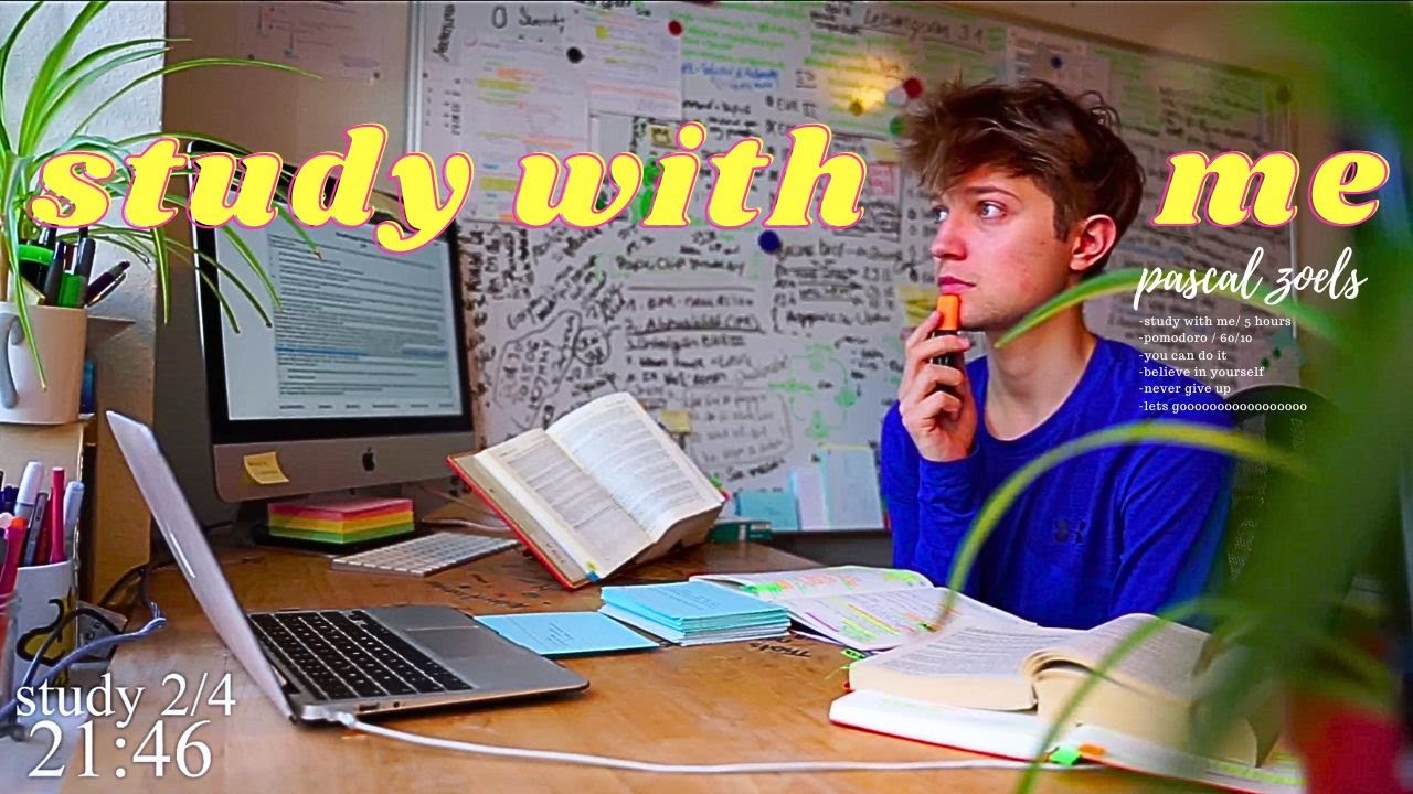 5-HOUR study with me 📚☔️ rain sounds & pomodoro timer 60 & 10 - YouTube