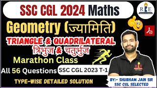 Geometry (Triangle) for SSC CGL 2024 Practice🔥| SSC CGL 2023 all 56 Questions type-wise