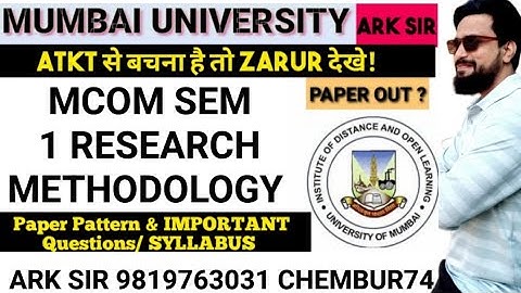 Research Methodology 2025 NEP Mcom sem1 Pattern IMPORTANT QUESTIONS IDOL EXAM ARKSIR University
