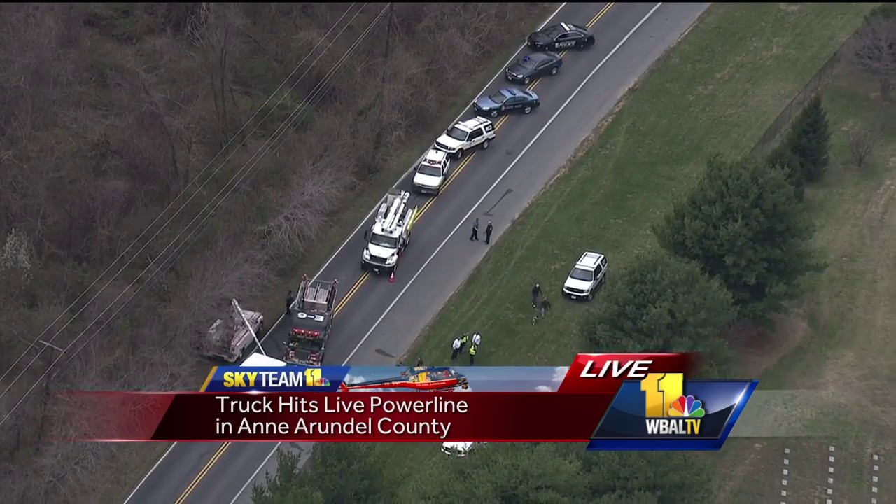 Video: Truck hits powerline in Crownsville - YouTube