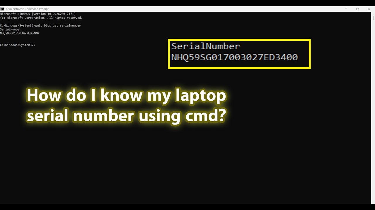 របៀបឆែកមើល Serial Number នៅលើកុំព្យូទ័រ តាមរយៈ CMD។ How to check serial ...