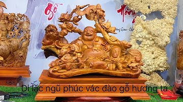 Di lặc ngũ phúc vác đào gỗ hương ta - XƯỞNG TƯỢNG GỖ NGUYỄN HỒNG 0987336318