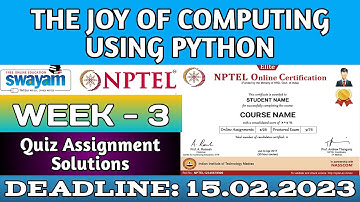 The Joy of Computing using Python|| NPTEL WEEK-3 Quiz Assignment answers 2023 || #nptel #SKumarEdu