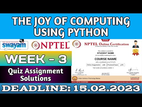 The Joy of Computing using Python|| NPTEL WEEK-3 Quiz Assignment answers 2023 || #nptel #SKumarEdu