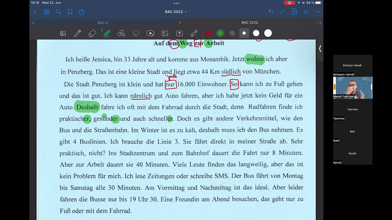 Correction devoir allemand BAC Tunisie 2022