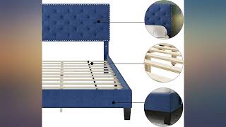 HOSTACK King Size Bed Frame, Modern Upholstered Platform Bed with Adjustable review