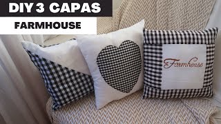 DIY - 3 CAPAS DE ALMOFADA FARMHOUSE PARA FAZER EM CASA