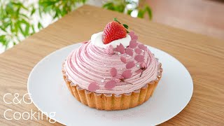 How to make Cherry Blossom Mont Blanc Tart / cake decorating