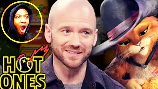 Celebrity REACTION TO Puss in Boots Can’t Feel His Tail While Eating Spicy Wings | Hot Ones!!! @FirstWeFeast Profile