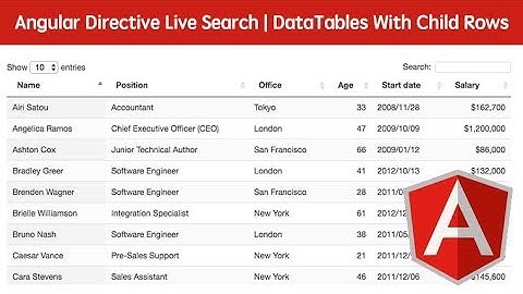 Angular Directive Live Search | DataTables with Child Rows