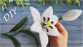 🌸DIY Lily Flower🌸Chenille Wire Flower (Pipe Cleaner Stems)