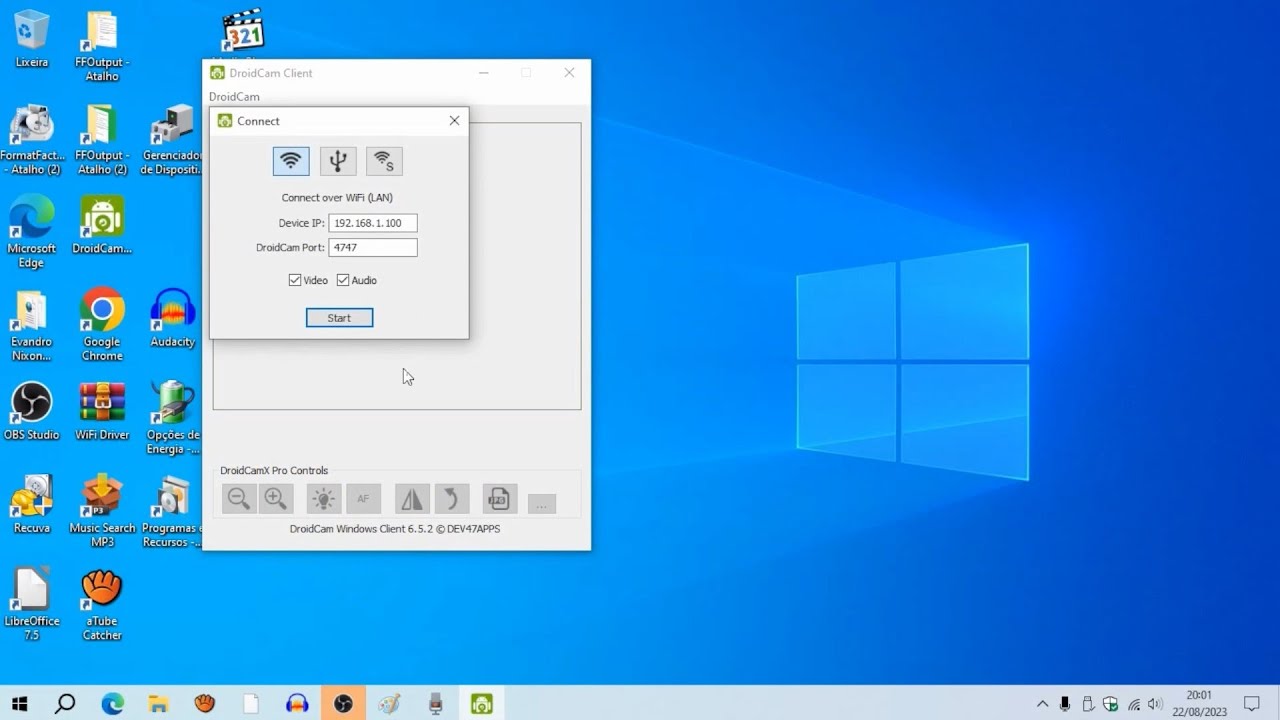 Como configurar o DroidCam Cliente para HD 1920 X 1080