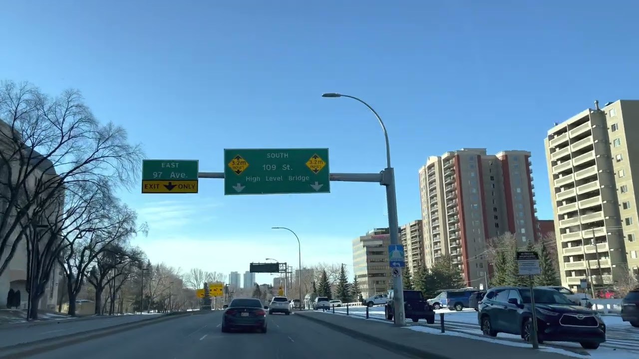 DRIVNG JASPER AVENUE AND 109 STREET, HIGH LEVEL BRIDGE, SPRING