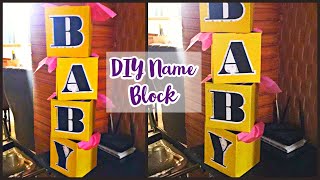 DIY Baby Name Blocks | EASY Lettered Boxes | Baby Shower Decoration 🌟