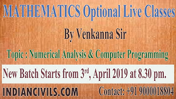 New Batch for Mathematics - Optional  starts from 03rd  April 2019, on Wednesday at 8:30 PM
