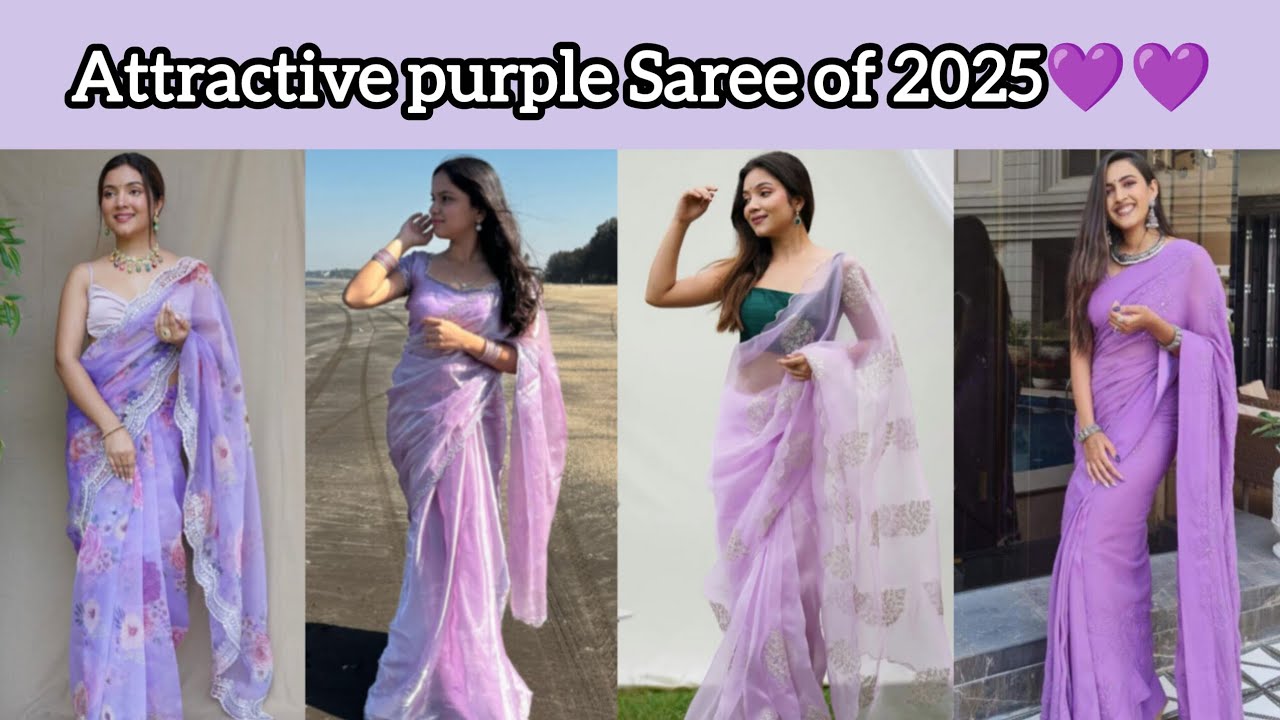 Beautiful and attractive Purple Saree for girls 💜 || Latest and trendy designs of 2025