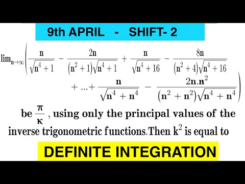 Video Let lim n tends to infinity (n/(n4+1)^1/2 - 2n/(n^2+1)(n4+1)^1/2+ -……-2n.n^2/(n2+n2)(n4+n4)^1/2) - youtube