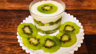 Quick Milk Pudding Recipe | Layered Milk Pudding | Kiwi Milk Pudding